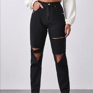Black high waist ripped Jeans